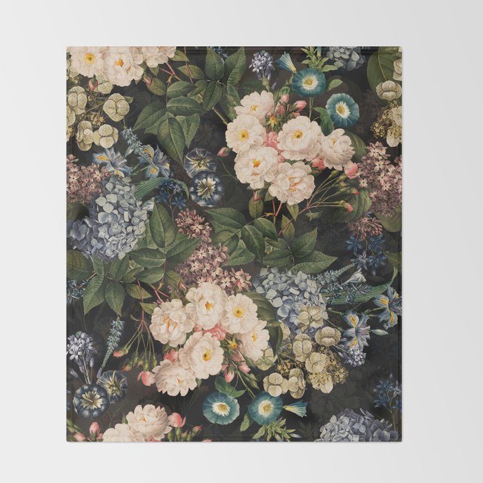 Mystic Vintage Midnight Rose Garden Throw Blanket Gallery Image 2