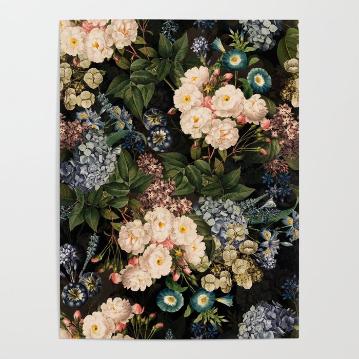 Mystic Vintage Midnight Rose Garden Poster Gallery Image 4