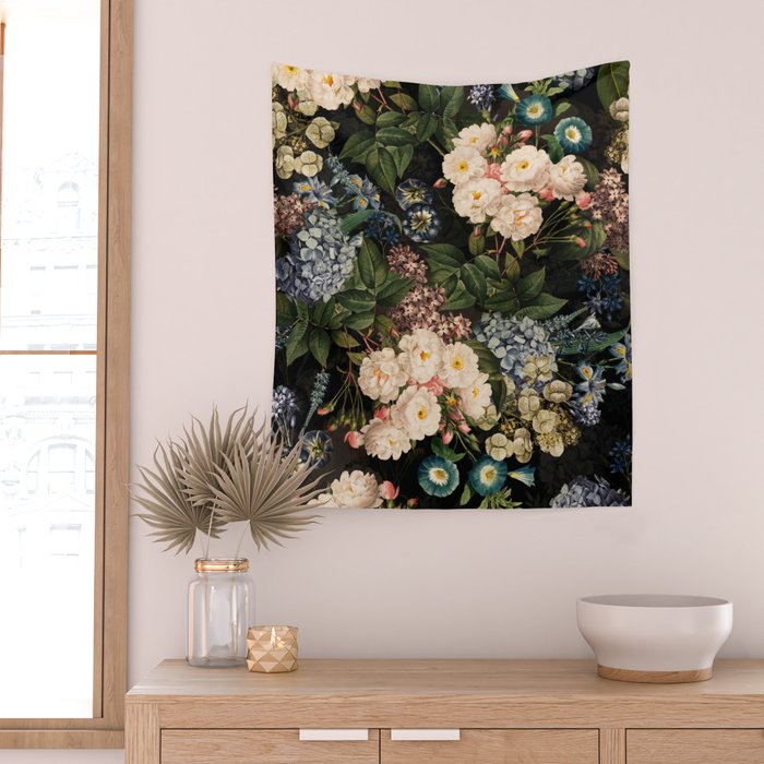 Mystic Vintage Midnight Rose Garden Wall Tapestry Gallery Image 2