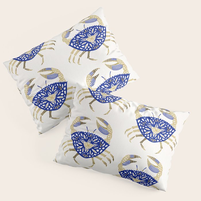 Crab - Navy & Gold Pillow Sham Gallery Image 1