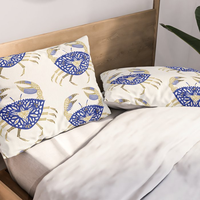 Crab - Navy & Gold Pillow Sham Gallery Image 2