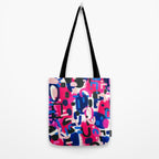 Magenta Blue Abstract Acrylic Painting Kusama Primitive Shapes Tote Bag Gallery Image 2