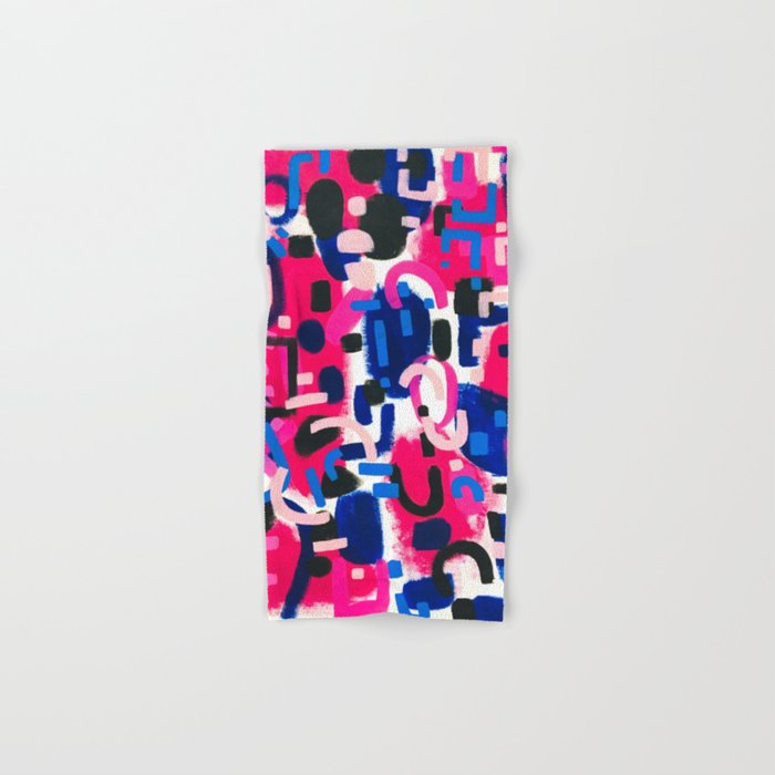 Magenta Blue Abstract Acrylic Painting Kusama Primitive Shapes Towels Gallery Image 1