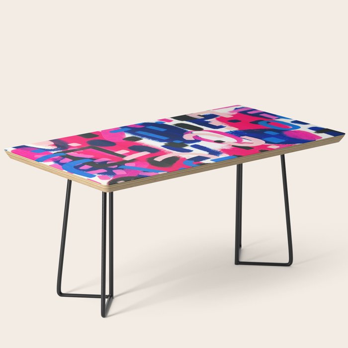 Magenta Blue Abstract Acrylic Painting Kusama Primitive Shapes Coffee Table Gallery Image 1
