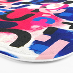 Magenta Blue Abstract Acrylic Painting Kusama Primitive Shapes Bath Mat Gallery Image 3