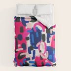 Magenta Blue Abstract Acrylic Painting Kusama Primitive Shapes Comforter Gallery Image 6