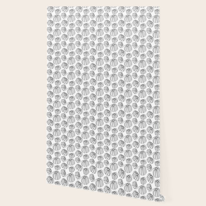 Black and white pumpkin vegetable pattern Wallpaper Gallery Image 2