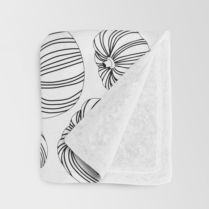 Black and white pumpkin vegetable pattern Throw Blanket Gallery Image 3