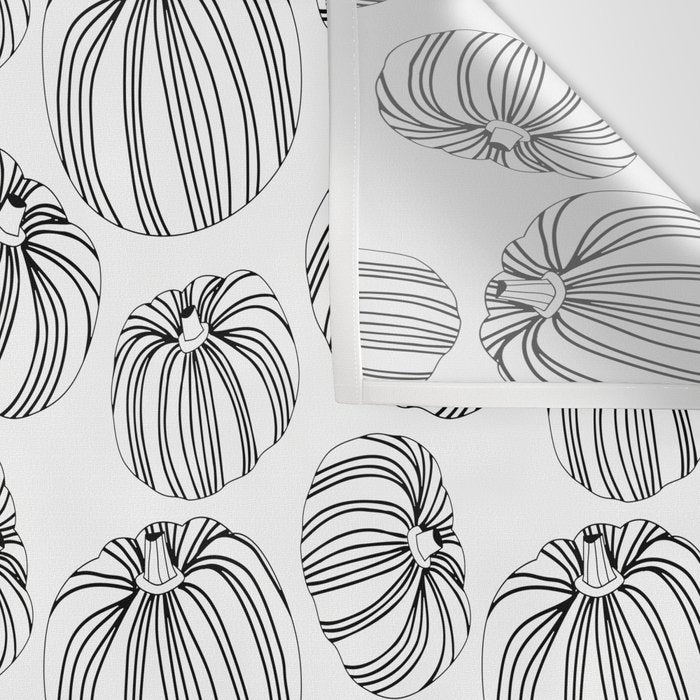 Black and white pumpkin vegetable pattern Wall Tapestry Gallery Image 3