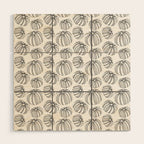 Black and white pumpkin vegetable pattern Wood Wall Art Gallery Image 1