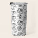 Black and white pumpkin vegetable pattern Travel Mug Gallery Image 3