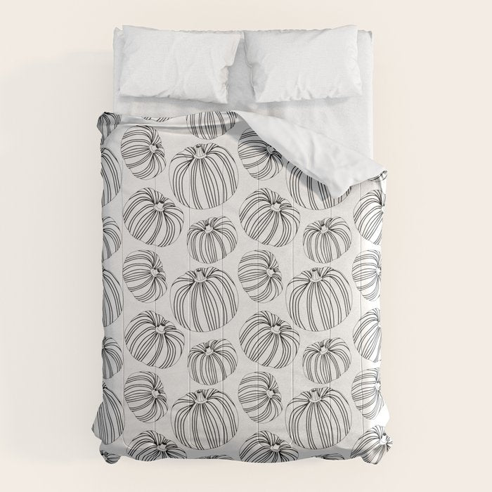 Black and white pumpkin vegetable pattern Comforter Gallery Image 1