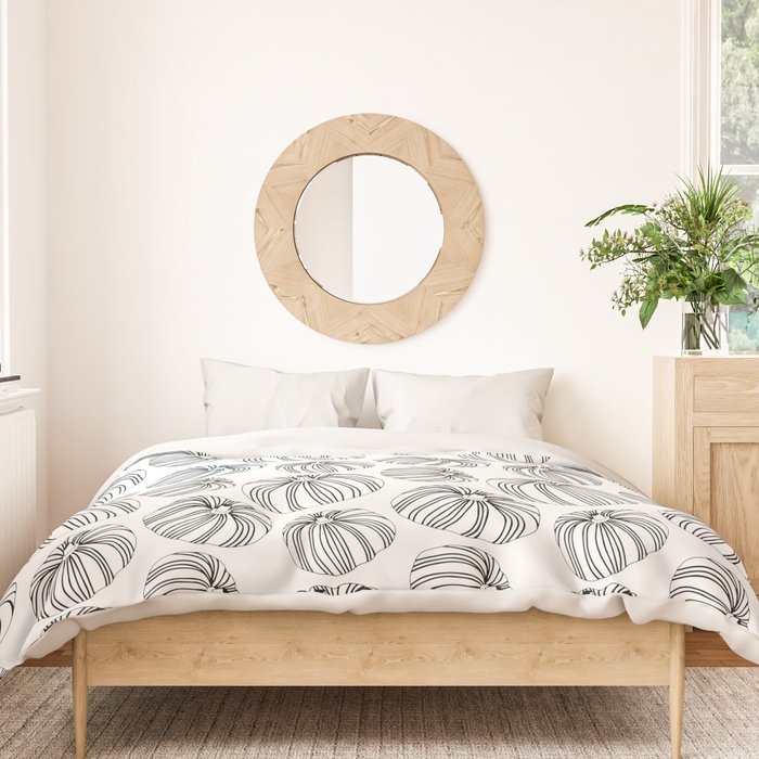 Black and white pumpkin vegetable pattern Duvet Cover Gallery Image 3