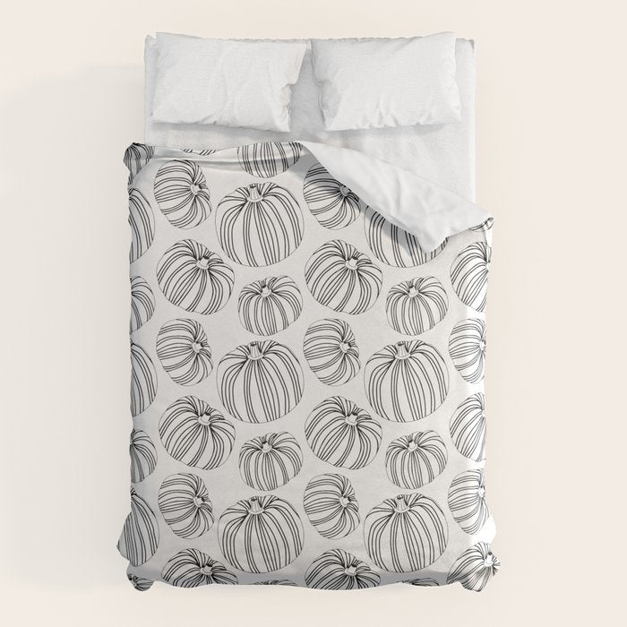 Black and white pumpkin vegetable pattern Duvet Cover Gallery Image 6