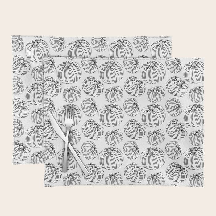Black and white pumpkin vegetable pattern Placemat Gallery Image 1