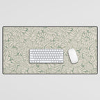 Matisse minimalistic leave pattern light sage green Desk Mat Gallery Image 1