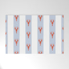 Red Lobsters On Hand-Painted Blue Stripes Welcome Mat Gallery Image 1