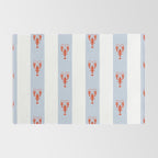 Red Lobsters On Hand-Painted Blue Stripes Rug Gallery Image 2