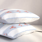Red Lobsters On Hand-Painted Blue Stripes Pillow Sham Gallery Image 3