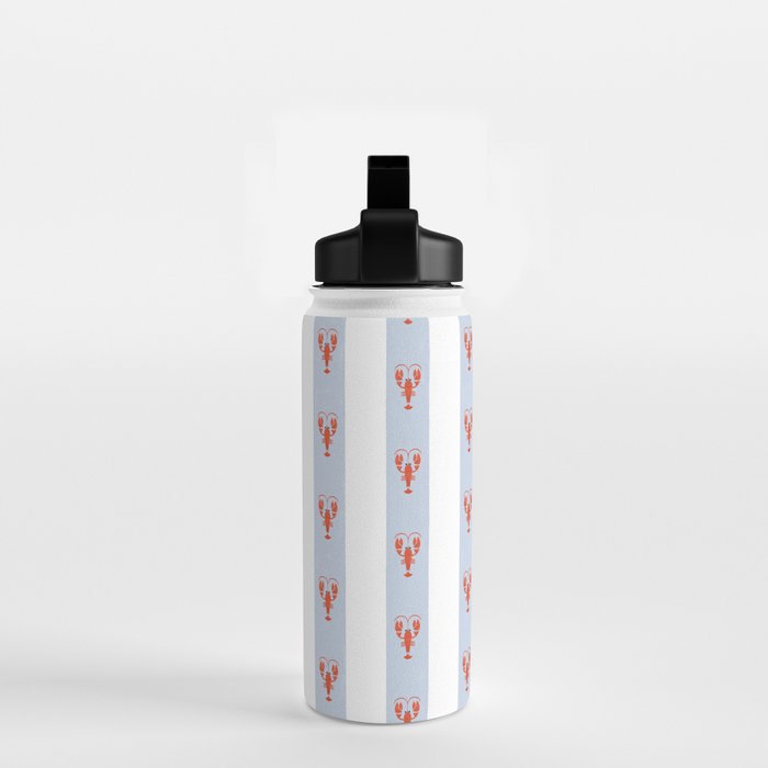 Red Lobsters On Hand-Painted Blue Stripes Water Bottle Gallery Image 2