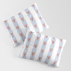 Red Lobsters On Hand-Painted Blue Stripes Pillow Sham Gallery Image 3