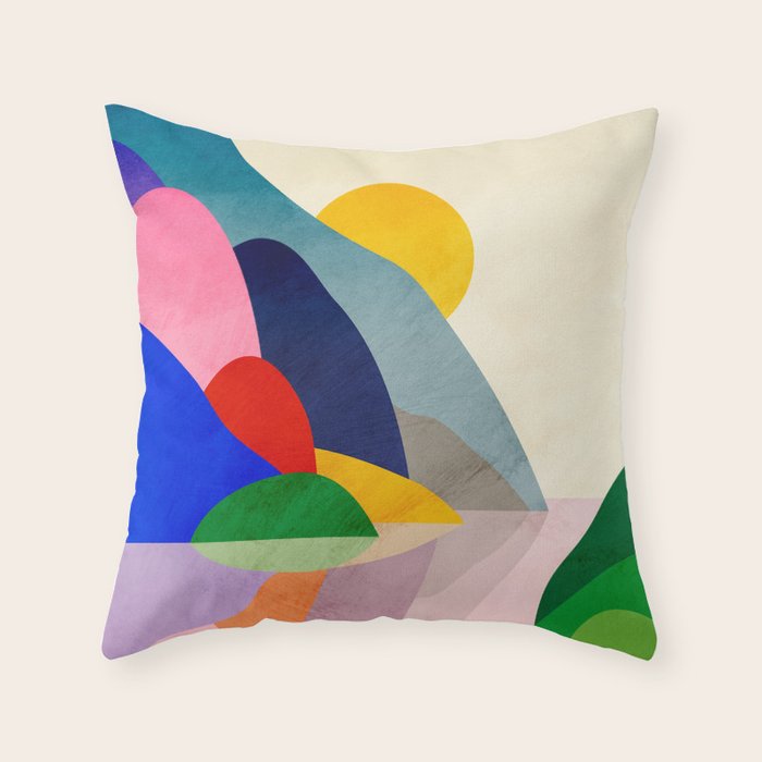 Colourful bay. Abstract art print. Throw Pillow Gallery Image 6