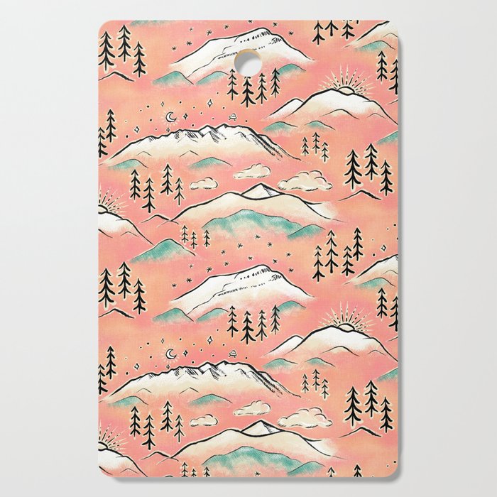 Monte Vista - pink peach and teal Cutting Board Gallery Image 1