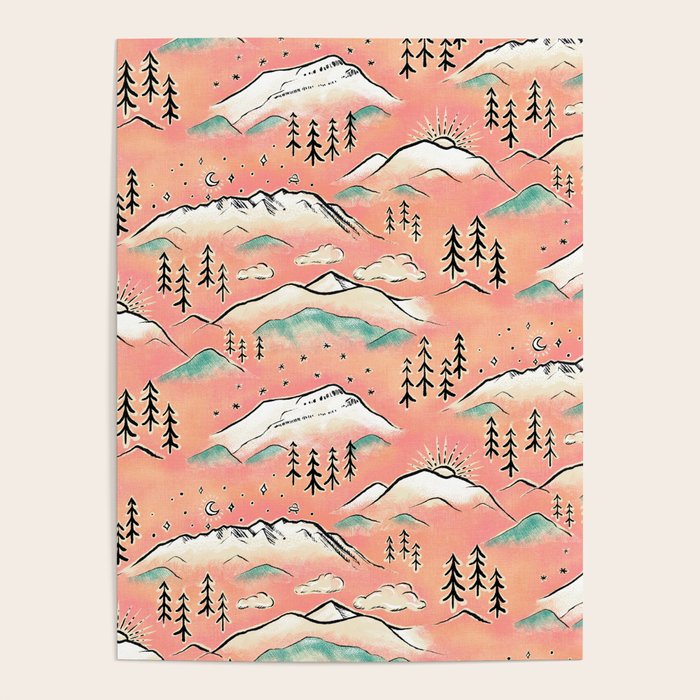 Monte Vista - pink peach and teal Poster Gallery Image 4