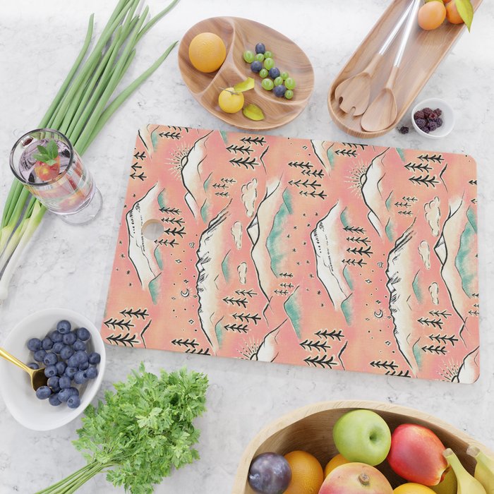 Monte Vista - pink peach and teal Cutting Board Gallery Image 2