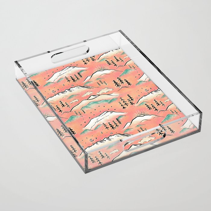 Monte Vista - pink peach and teal Acrylic Tray Gallery Image 1
