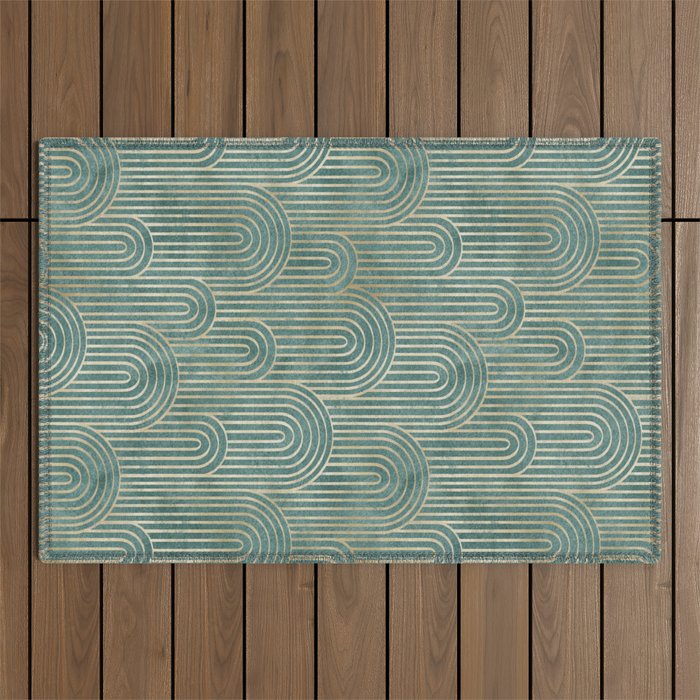 Art Deco Striped Arches Outdoor Rug Gallery Image 1