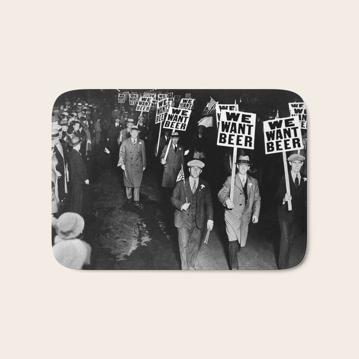 We Want Beer! Protesting Against Prohibition black and white photography - photographs Bath Mat Gallery Image 1