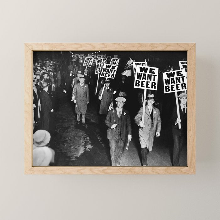 We Want Beer! Protesting Against Prohibition black and white photography - photographs Mini Art Print Gallery Image 1
