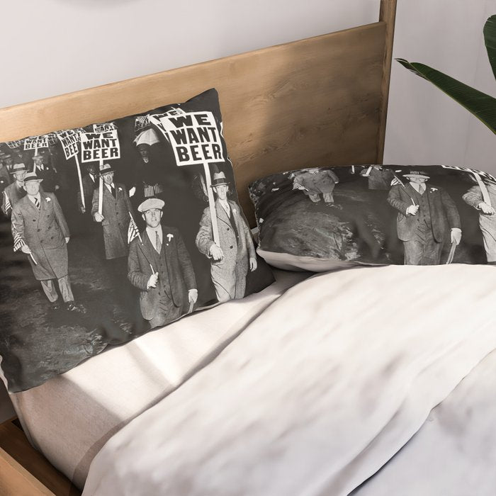We Want Beer! Protesting Against Prohibition black and white photography - photographs Pillow Sham Gallery Image 2