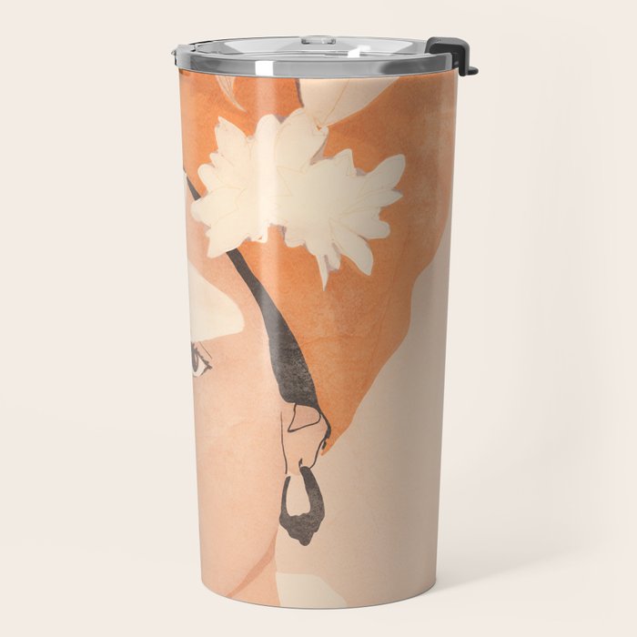 Girl with Flowers Illustration Travel Mug Gallery Image 2