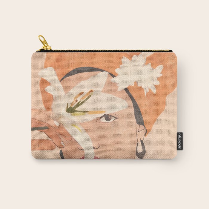 Girl with Flowers Illustration Carry All Pouch Gallery Image 1