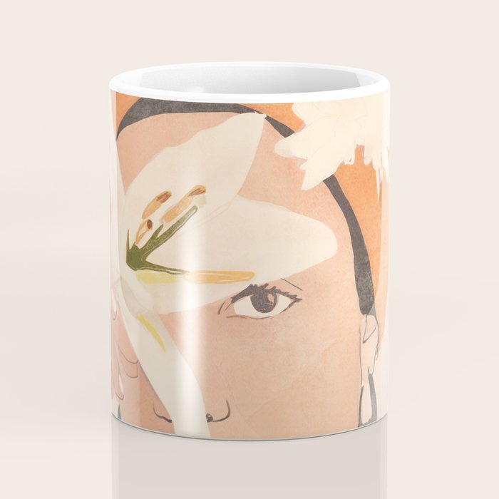 Girl with Flowers Illustration Coffee Mug Gallery Image 4