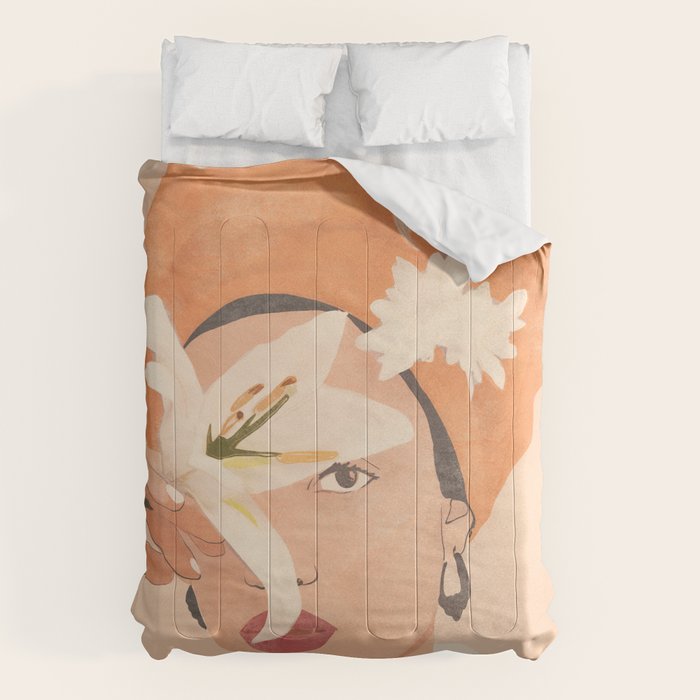 Girl with Flowers Illustration Comforter Gallery Image 6