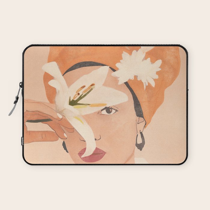 Girl with Flowers Illustration Laptop Sleeve Gallery Image 1
