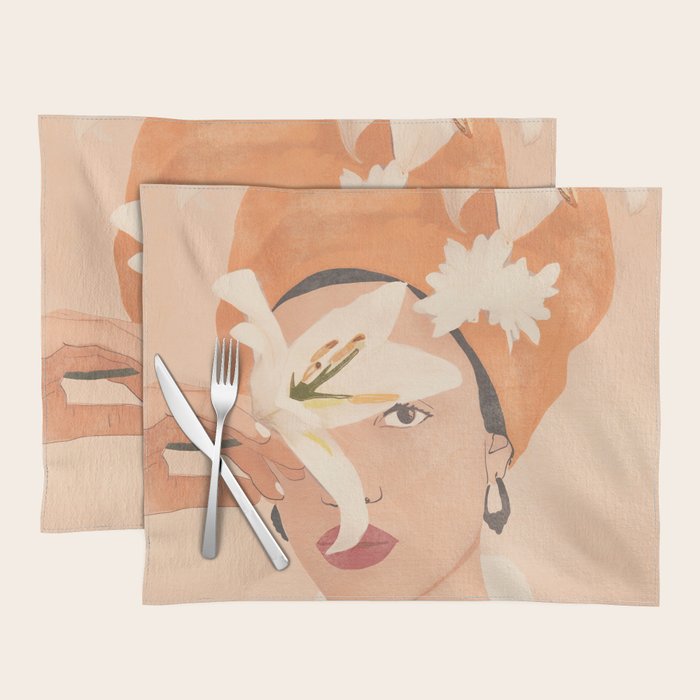Girl with Flowers Illustration Placemat Gallery Image 1