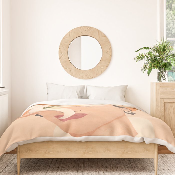 Girl with Flowers Illustration Duvet Cover Gallery Image 3
