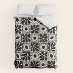 Black and white retro flower art pattern Duvet Cover Gallery Image 6