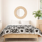 Black and white retro flower art pattern Duvet Cover Gallery Image 3