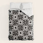 Black and white retro flower art pattern Comforter Gallery Image 6