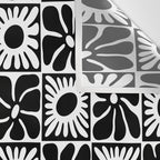 Black and white retro flower art pattern Wall Tapestry Gallery Image 3