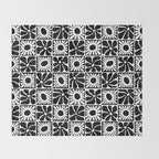 Black and white retro flower art pattern Throw Blanket Gallery Image 2