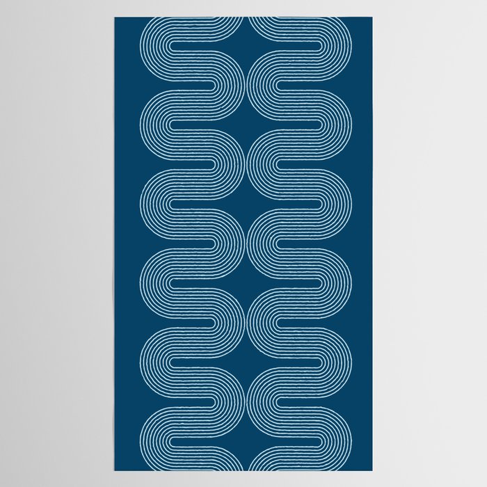 Mid Century Modern Geometric 101 in night Blue (Rainbow Abstract) Tablecloth Gallery Image 2