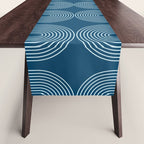 Mid Century Modern Geometric 101 in night Blue (Rainbow Abstract) Table Runner Gallery Image 1