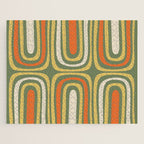 Retro Abstract Boho Confaab Pattern in Mossy Olive Green Orange Yellow Jigsaw Puzzle Gallery Image 1