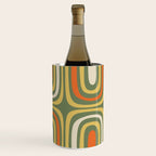 Retro Abstract Boho Confaab Pattern in Mossy Olive Green Orange Yellow Wine Chiller Gallery Image 3